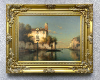 Fine Oleograph on Canvas of a Quiet Venetian Canal Scene after Bouvard