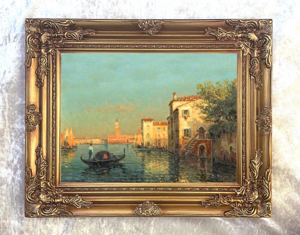 Fine Oleograph on Canvas of a Venetian Gondolier aft. Antione Bouvard