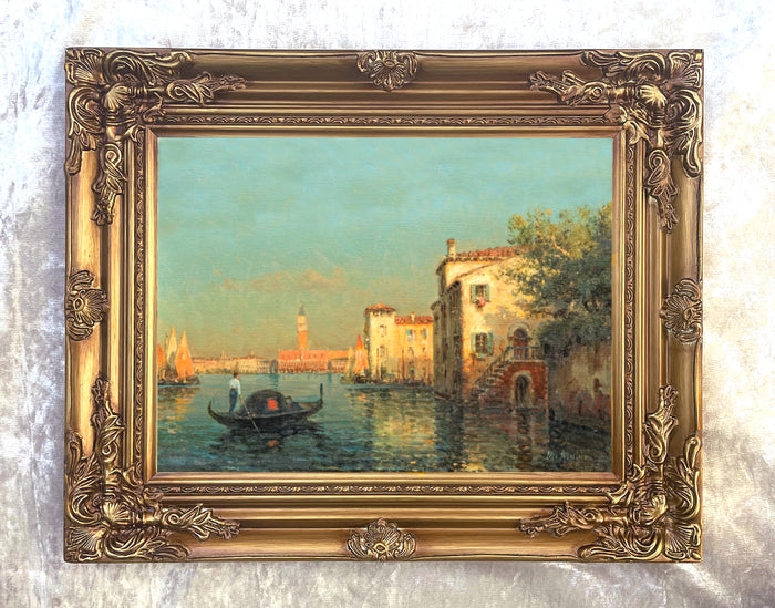Fine Oleograph on Canvas of a Venetian Gondolier aft. Antione Bouvard