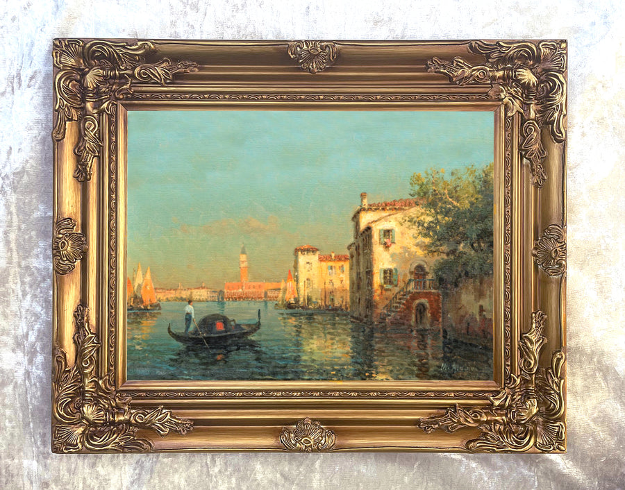 Fine Oleograph on Canvas of a Venetian Gondolier aft. Antione Bouvard