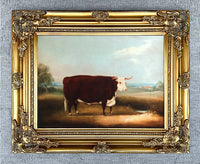 Gilt Framed Oleograph of a Champion Hereford Bull