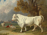 Fine Oleograph on Canvas of a Prize Bull in a Landscape