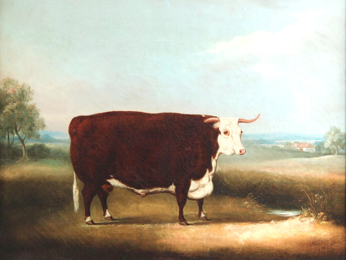 Gilt Framed Oleograph of a Champion Hereford Bull