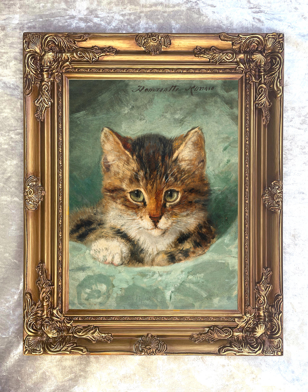 Oleograph on Canvas of a Kitten in a Gilt Gesso Frame