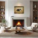 Oleograph on Canvas of a Tabby Cat on a Cushion in a Gilt Gesso Frame