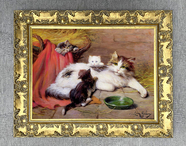 Oleograph on Canvas of Cats at Play