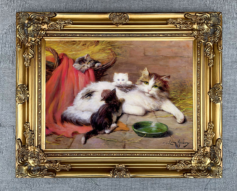Oleograph on Canvas of Cats at Play