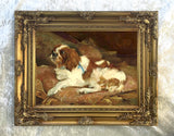 Fine Oleograph on Canvas - Cavalier Spaniel on a Cushion