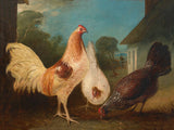 Fine Oleograph on Canvas - Chickens in a Rural Farmyard