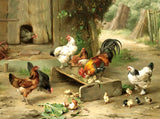 Fine Oleograph on Canvas - A Busy Farmyard aft. Edgar Hunt