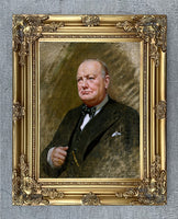 Excellent Gilt Framed Lithograph of Winston Churchill during WW2