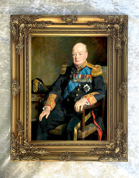 Excellent Gilt Framed Lithograph of Winston Churchill