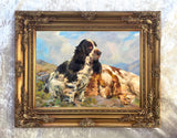 Gilt Framed Oleograph of Cocker Spaniels resting