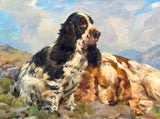 Gilt Framed Oleograph of Cocker Spaniels resting