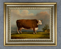 Gilt Framed Oleograph of a Prize Bull Trojan