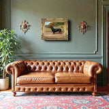 Fine Oleograph on Canvas - Portrait of a Dachshund in a Landscape