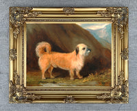 Fine Oleograph on Canvas - A Dandie Dinmont Terrier aft. john Ferneley