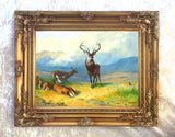 Fine Oleograph on Canvas - Deer & Grouse on a Moor aft. Thorburn