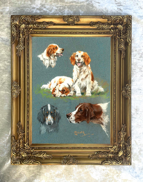 Fine Oleograph on Canvas - "Working Dogs" aft. Thomas Blinks