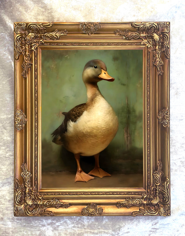 Fine Oleograph on Canvas - Portrait of a Duck