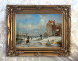 Fine Oleograph on Canvas of a Dutch Winter Landscape