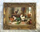 Fine Oleograph on Canvas of Chickens in a Stable aft. Edgar Hunt