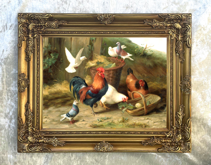 Fine Oleograph on Canvas in an Ornate Rococo Frame, 