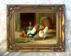 Fine Lithograph on Canvas - Chickens outside a Barn aft. Edgar Hunt