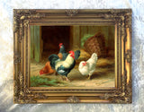 Fine Lithograph on Canvas - Chickens outside a Barn aft. Edgar Hunt