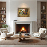 Oleograph on Canvas of a Family of Chickens in a Stable aft. Edgar Hunt