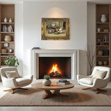 Fine Oleograph on Canvas of Chickens & Ducks in a Stable Yard