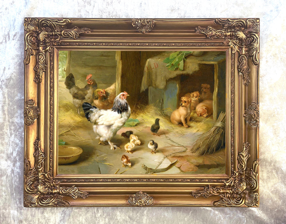 Fine Oleograph on Canvas - Farmyard Friends aft. Edgar Hunt