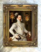 Fine Gilt Framed Oleograph - Portrait of an Elizabethan Gentleman