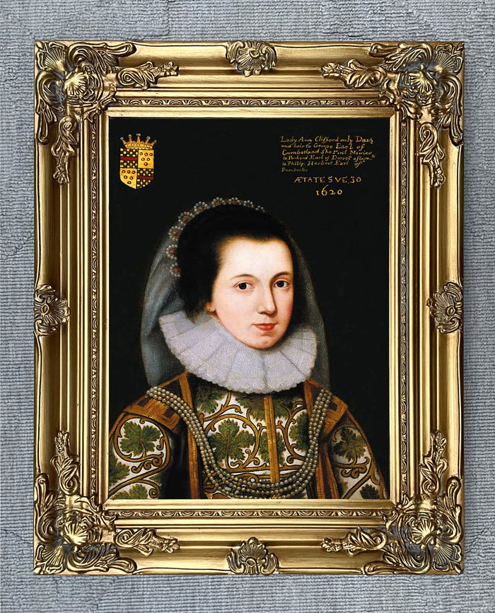 Fine Portrait of Lady Anne Clifford 1620- Oleograph on Canvas in a Rococo Frame