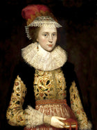 Fine Large Portrait of an Elizabethan Lady- Oleograph on Canvas