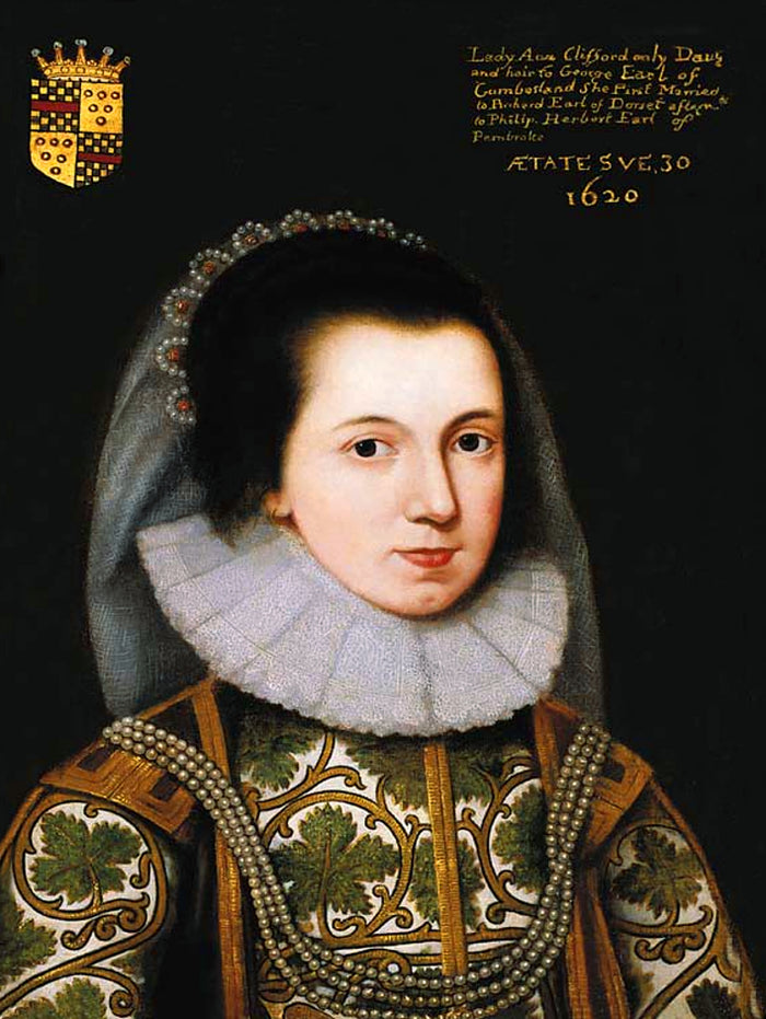Fine Portrait of Lady Anne Clifford 1620- Oleograph on Canvas in a Rococo Frame
