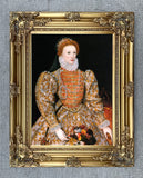 Large Gilt Framed Oleograph Portrait of Queen Elizabeth 1st