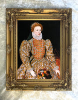 Large Gilt Framed Oleograph Portrait of Queen Elizabeth 1st
