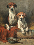 Fine Framed Oleograph of Hounds in a Stable aft. John Emms