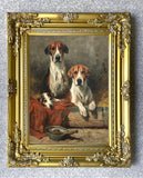 Fine Framed Oleograph of Hounds in a Stable aft. John Emms