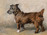 Ornate Framed Oleograph on Canvas of a Rough Coated Terrier aft. John Emms