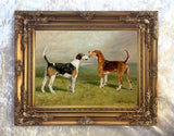 Fine Oleograph on Canvas - A Pair of Foxhounds in a Moorland Landscape