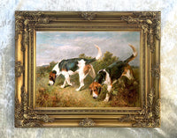 Framed Oleograph of  Foxhounds on a Moor aft. John Emms