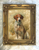 Gilt Framed Oleograph of a Foxhound aft. Emms