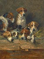 Fine Gilt Framed Oleograph of a Hounds & Terriers at rest aft. John Emms