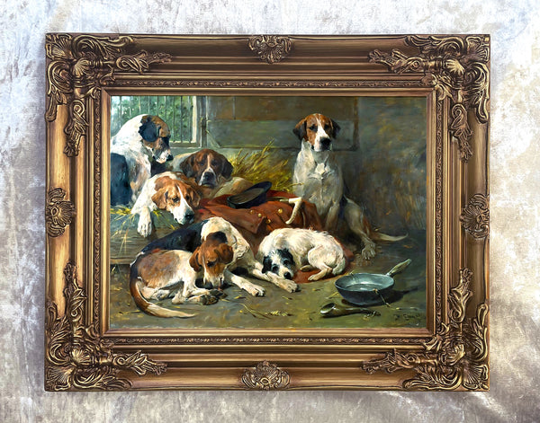 Ornate Framed Oleograph of the New Forest Hounds