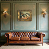 Gilt Framed Oleograph of  Foxhounds In a Stable aft. John Emms