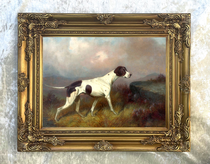 Gilt Framed Oleograph of an English Pointer