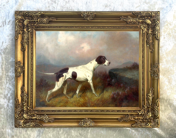 Gilt Framed Oleograph of an English Pointer