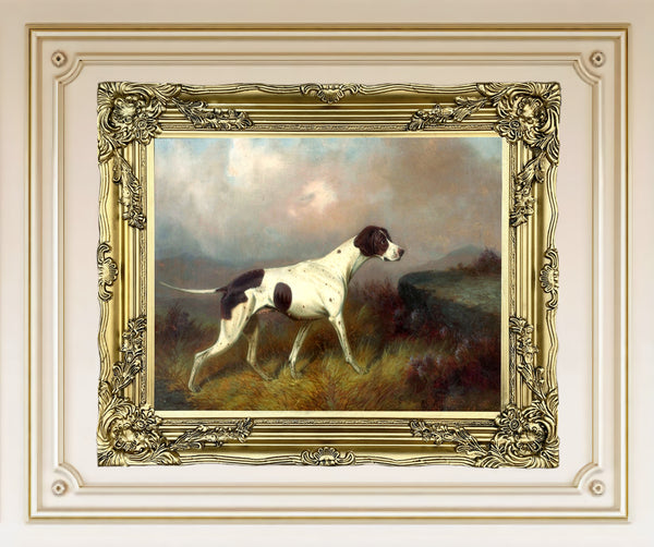 Gilt Framed Oleograph of an English Pointer